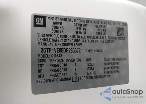 2013 GMC Sierra 1500 Sle from USA, damaged, VIN 3GTP1VE05DG285572